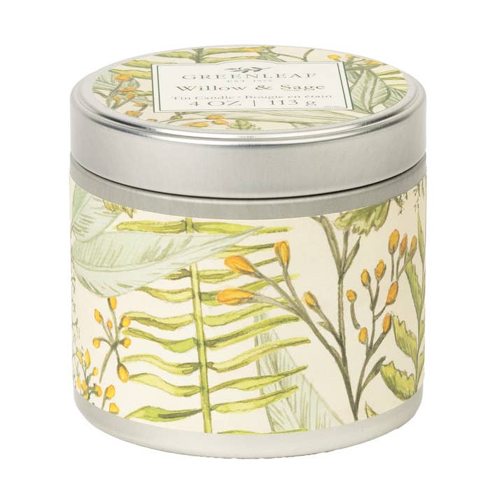 Willow & Sage Tin Candle 6pk for wholesale by Greenleaf Gifts