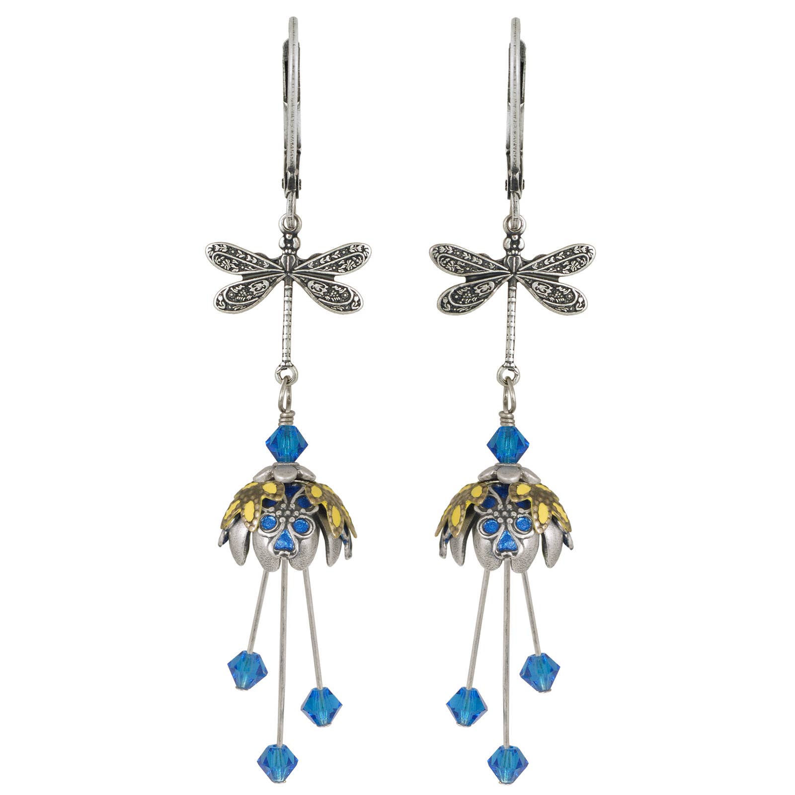 NoMonet - Wholesale Dangle Earrings - Flower Fairy: Hand Painted Long Dragonfly Earrings Crystals3