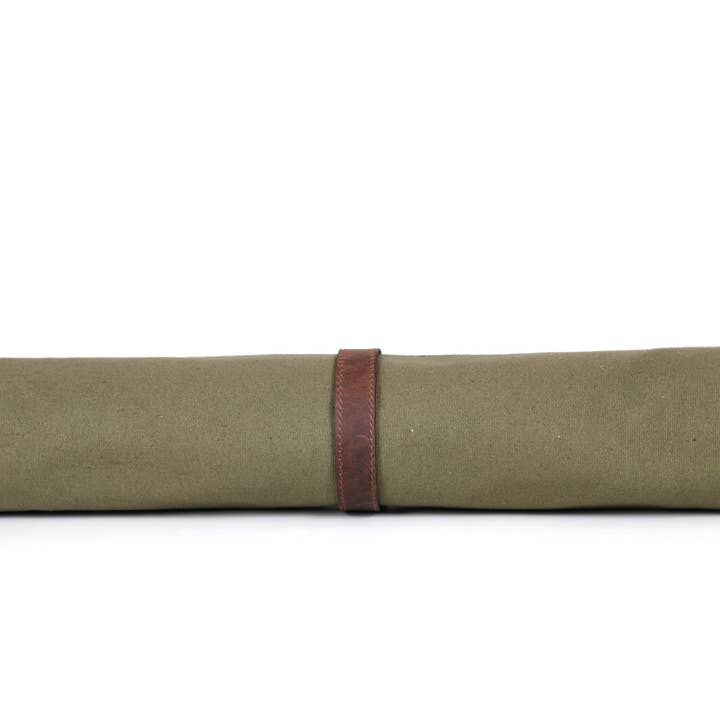 TLG Canada - Vendita all'ingrosso Portacoltelli - Coltello da cuoco in pelle Iris Roll verde oliva a 5 slot (KR-64)4