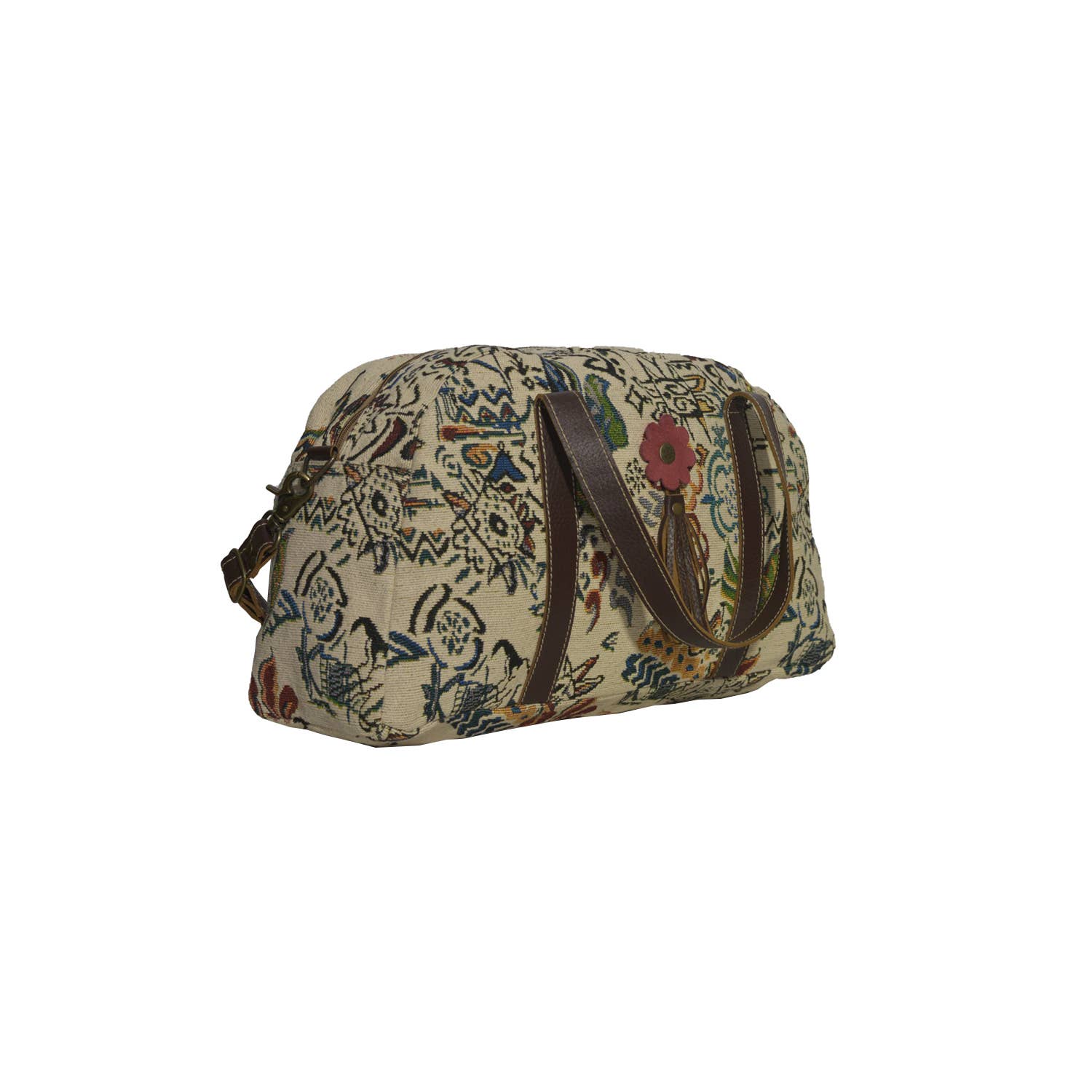 Hopofly Bags - Vente Sac de voyage – femme - Mini sac de voyage Flourish en toile et cuir pour femmes1