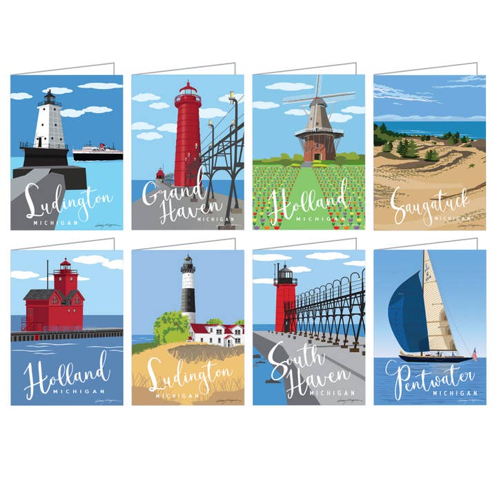 Cartes de notes de la côte ouest du Michigan pour la vente par WagsStuff