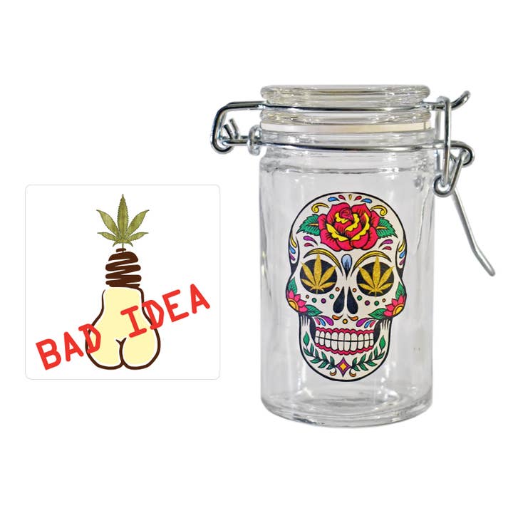 YAY NOVELTY - Wholesale Humidor/cigar accessory - Airtight Smell Proof Stash Glass Jar - Bad Idea