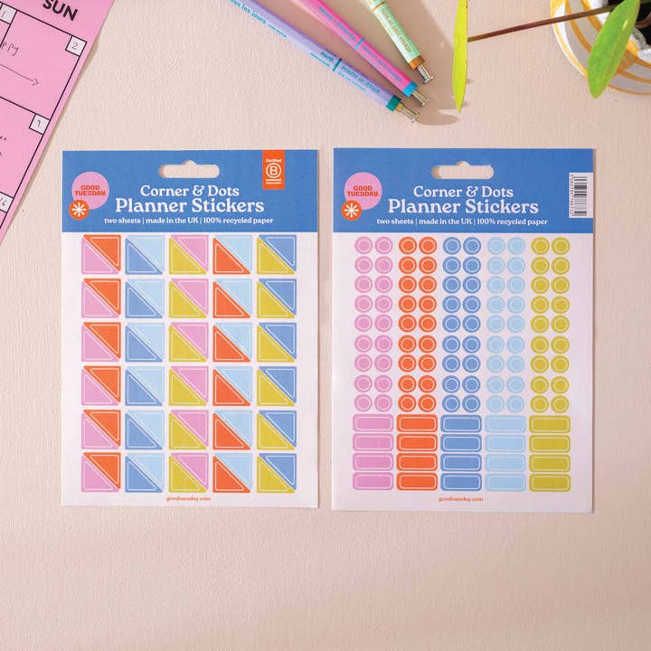 Pegatinas para planificadores Corner & Dot | Pegatinas de papel reciclado para venta al por mayor de Good Tuesday (Once Upon a Tuesday)