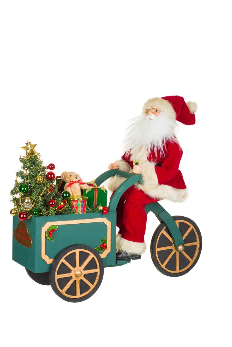 Starlight Collection - Vente Figurine décorative - NOUVEAU-Figurine de Père Noël en livraison spéciale avec chariot en bois et LED turquoise1