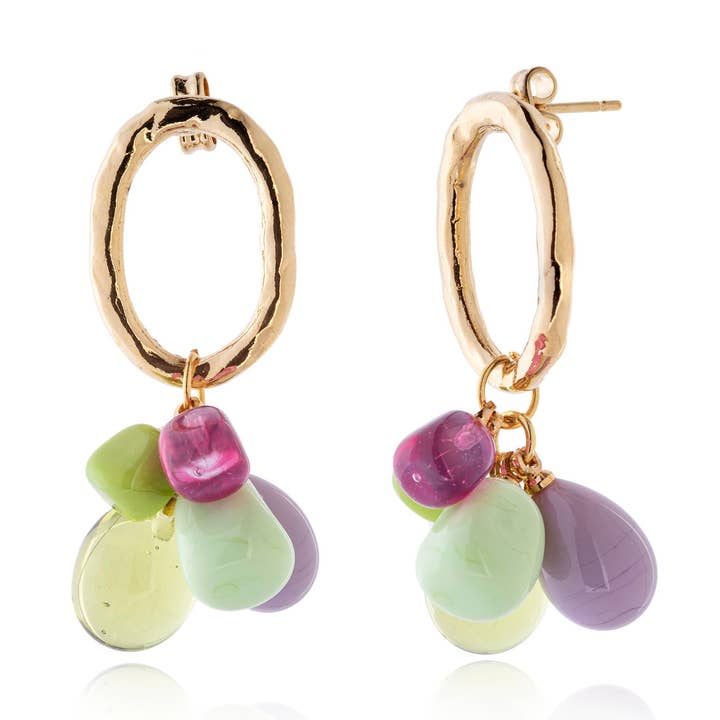 LALETI Murano glass earrings oval hoop L Portofino for wholesale by Chama Navarro