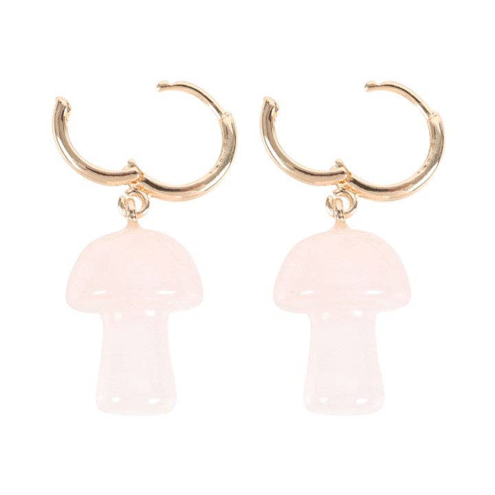 Something Different Wholesale - Vente Petits anneaux - Boucles d'oreilles en forme de champignon en quartz rose4
