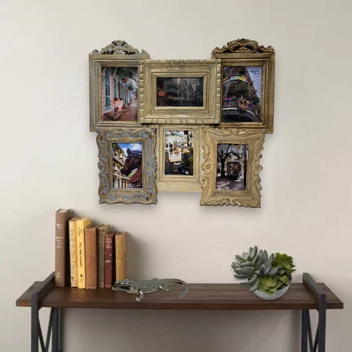 Wilco Home - Wholesale Picture Frame - "Dynasty" Six Photo Frame Mango Wood Wall Collage (Copy)3