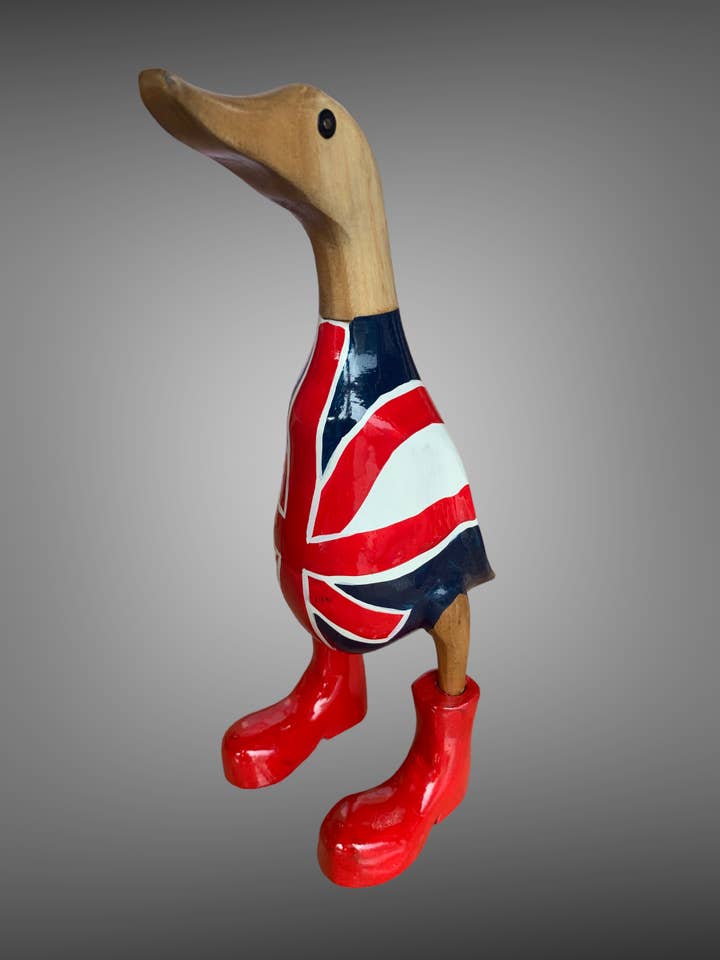 Bamboo duck - Union Jack painted and varnished - 25cm for wholesale by Batik Indah