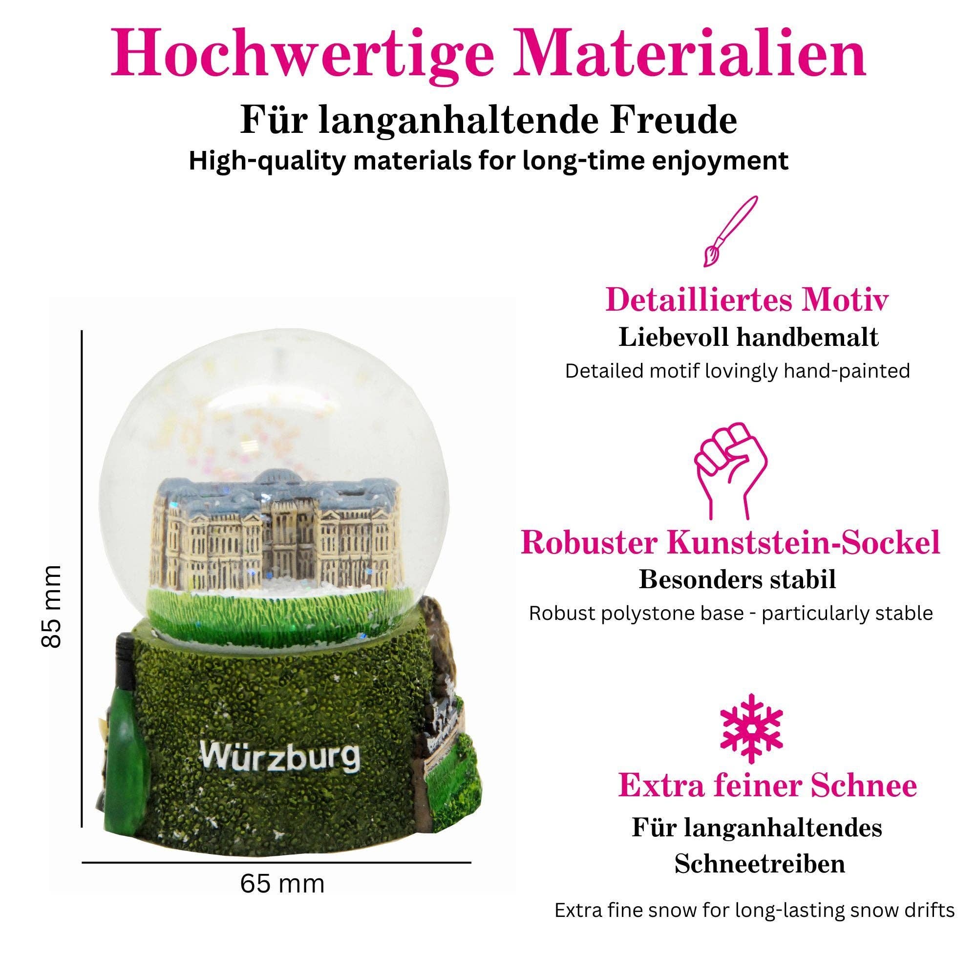 Schneekugelhaus - Venta al por mayor Bola de nieve - Niños y bebés - Bola de nieve souvenir de Würzburg con Residencia, 65 mm de diámetro3