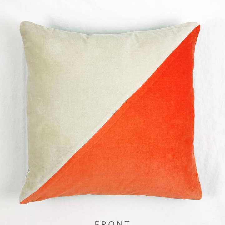 COTTON VELVET PILLOW COVER - Half & Half Colorblock in Retro for wholesale by MELLOWWORKS