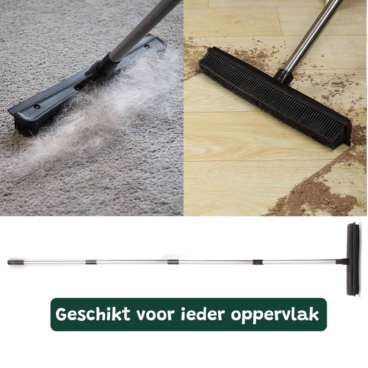 De Blaffende Kat - Wholesale Pet Grooming Aid - Dog - Rubber Broom 2 In 1 - 160 Cm With Brush1