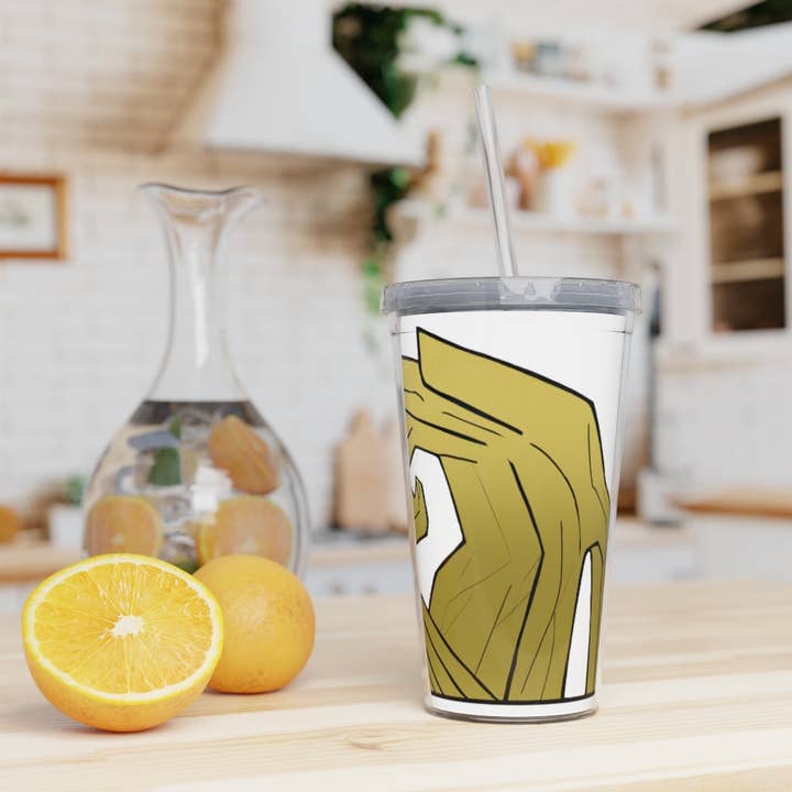 Yellow Rock Plastic Tumbler med halm för wholesale av Marick Booster