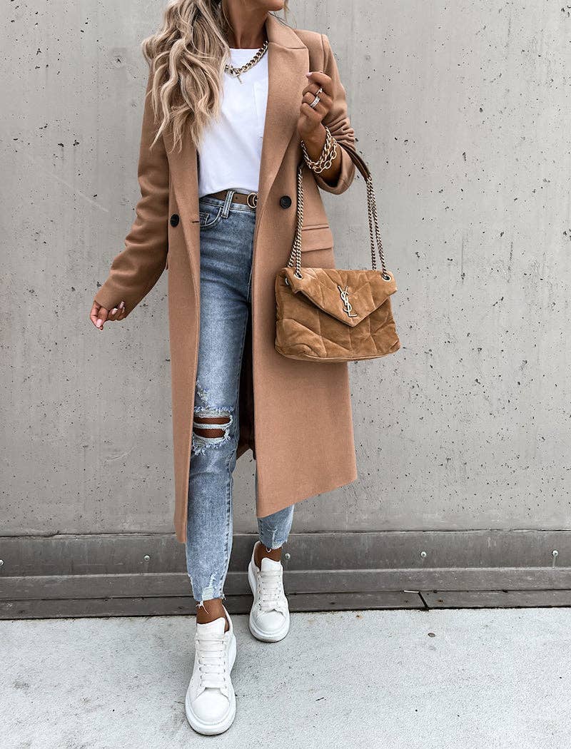 safistyle - Wholesale Coat - Women's - Double-Breasted Longline Coat11