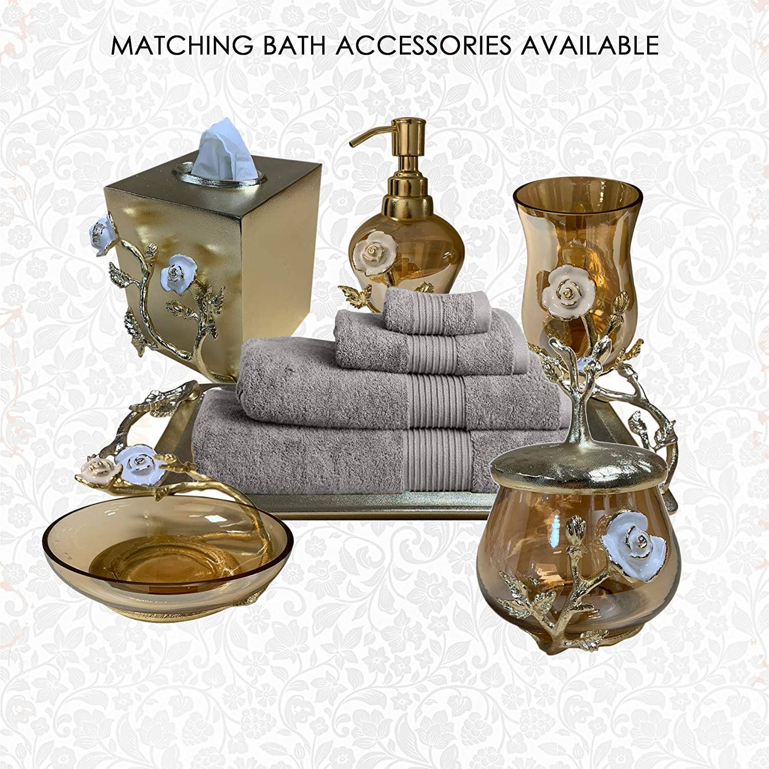 Gold The Enamelled Rose Collection, Decorative Soap Dispensers for wholesale on Faire5