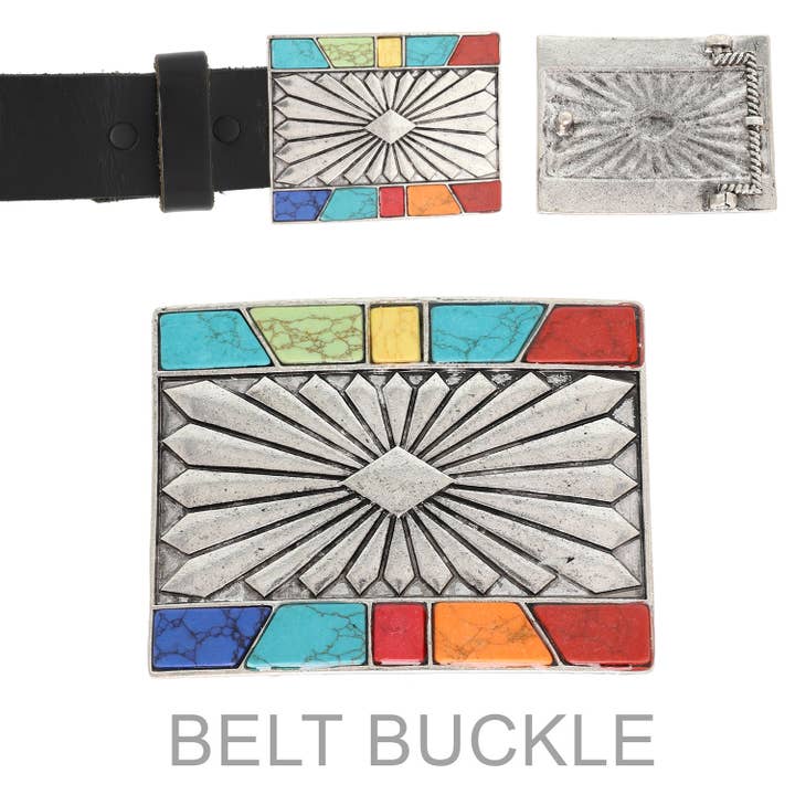SP Sophia Collection - Wholesale Belt Buckle - Women's - Western Rectangular Turquoise Belt Buckle