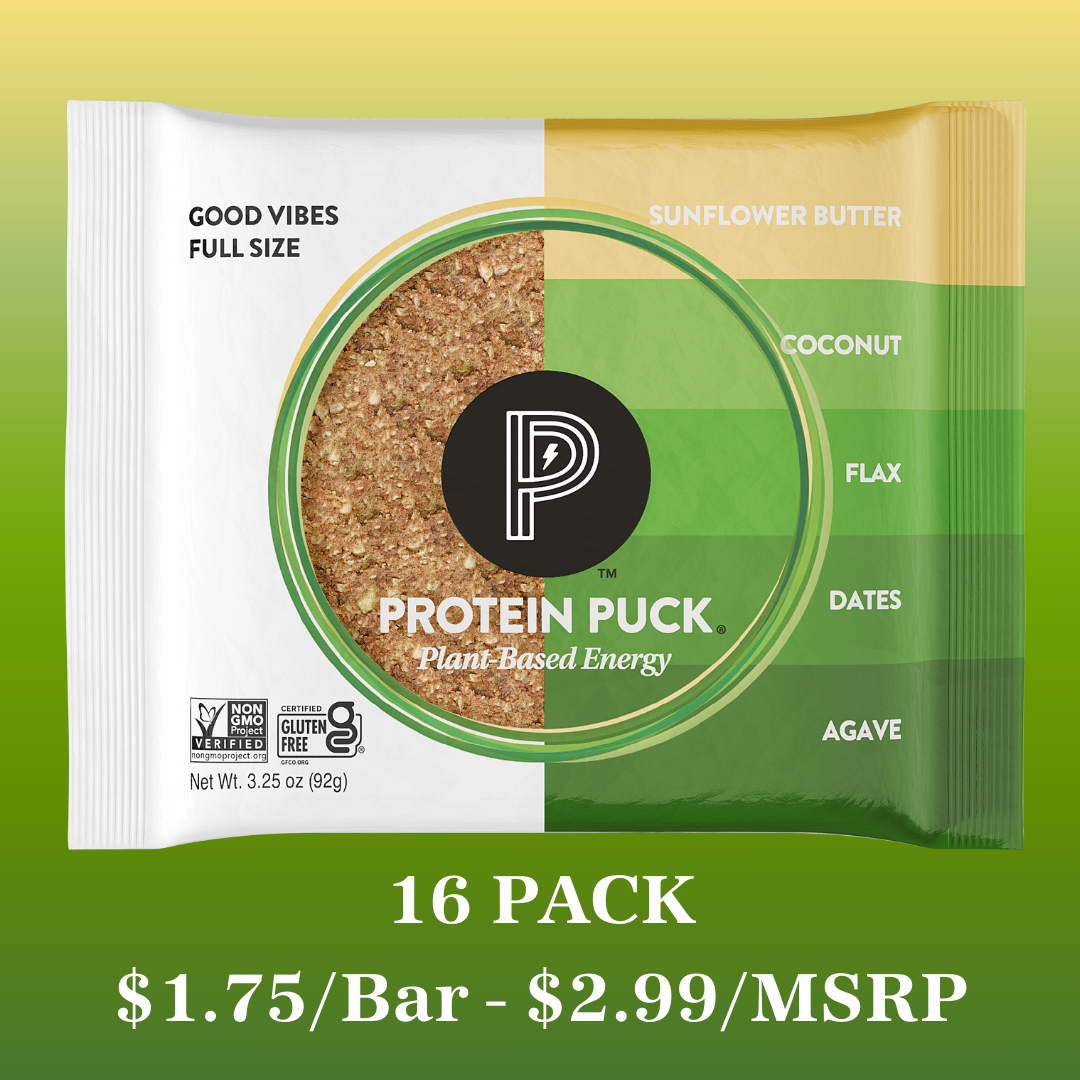 Protein Puck - Wholesale Snack Bar - Good Vibes (Coconut, Almond, Sunflower) (16 - 3.25oz Bars)10