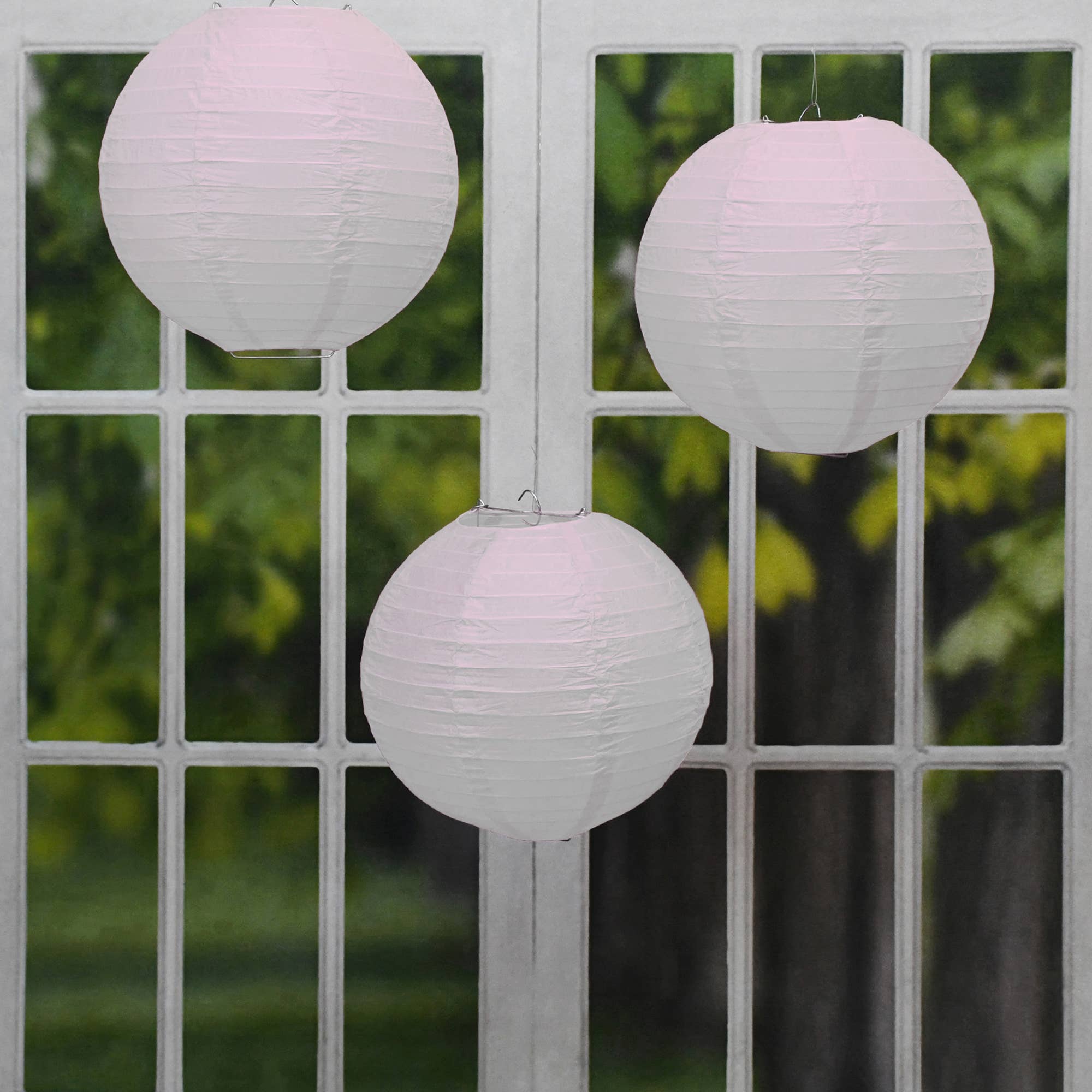 LumaBase - Wholesale Lantern - Round Paper Lanterns, White - Set of 51