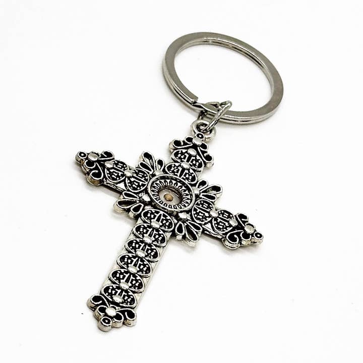 JKCE Designs - Wholesale Keychain - Unisex - Large Mustard Seed Cross Charm Keychain, Mustard Seed Faith, Matthew 17 20, Mustard Seed Gifts, Christian Gifts, Scripture, Religious0
