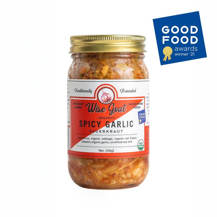 Wise Goat Organics LLC - Wholesale Pickled vegetables - Spicy Garlic Kraut