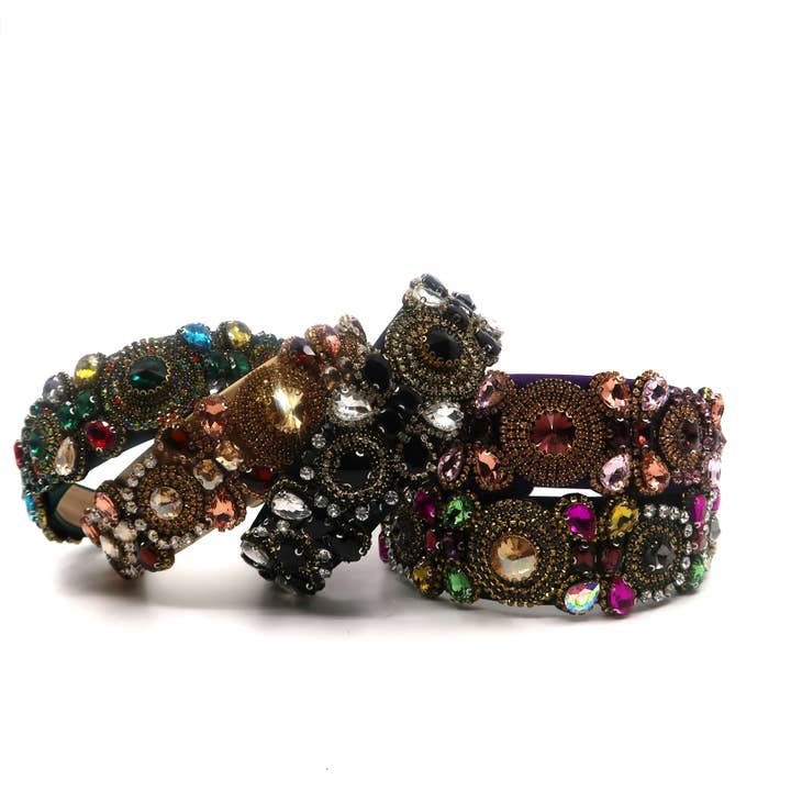 Multi Crystal Decor Headband HB1011-63 (12PC) for wholesale by TAPA fashion