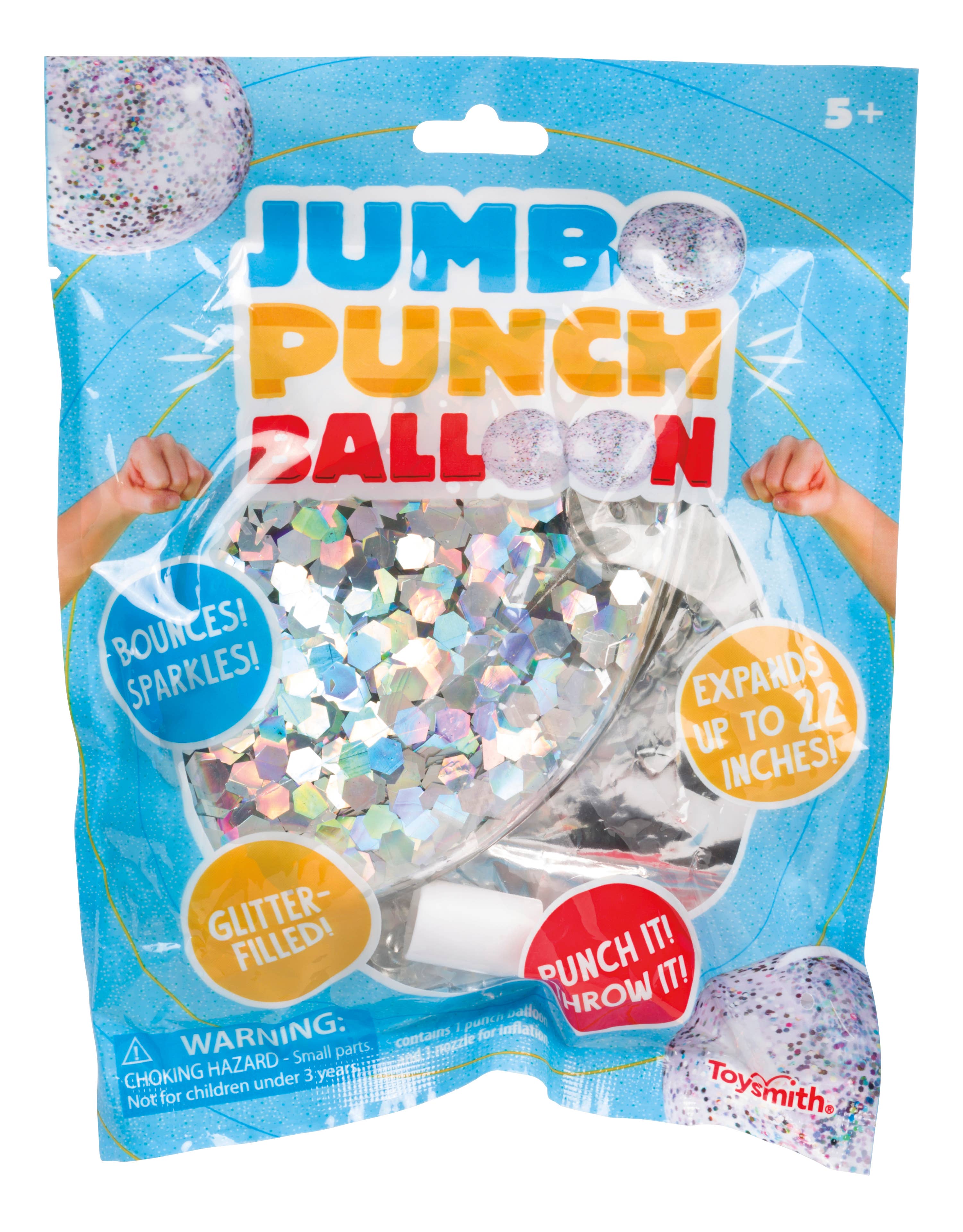 Toysmith - Wholesale Balloon - Glittery Jumbo 22" Punch Balloon, (Red, Blue, Silver)2