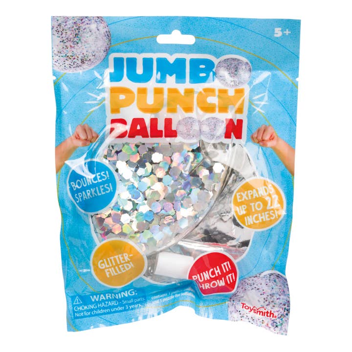 Toysmith - Wholesale Balloon - Glittery Jumbo 22" Punch Balloon, (Red, Blue, Silver)2