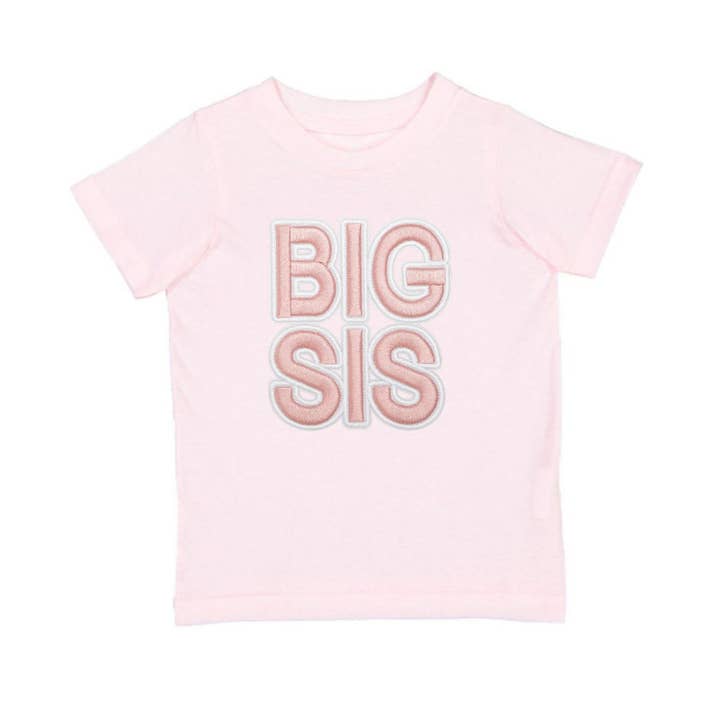 Big Sis Embroidered Patch Short Sleeve T-Shirt - Family Fun for wholesale by Sweet Wink