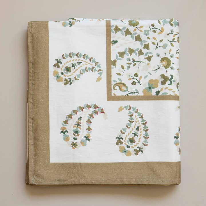 Khaki Paisley Tablecloth for wholesale by Mahe Homeware