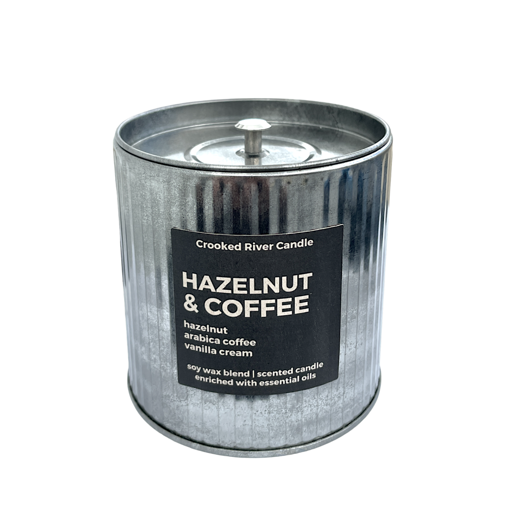 Crooked River Candle - Wholesale Jar/Filled Candle - Hazelnut Coffee Candle | Rustic Tin | Wood Wick1