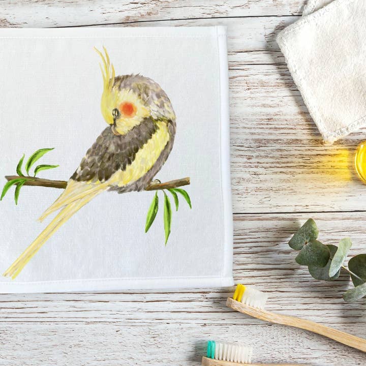 MerikaArt - Wholesale Wash Cloth - Yellow Cockatiel Washcloth3