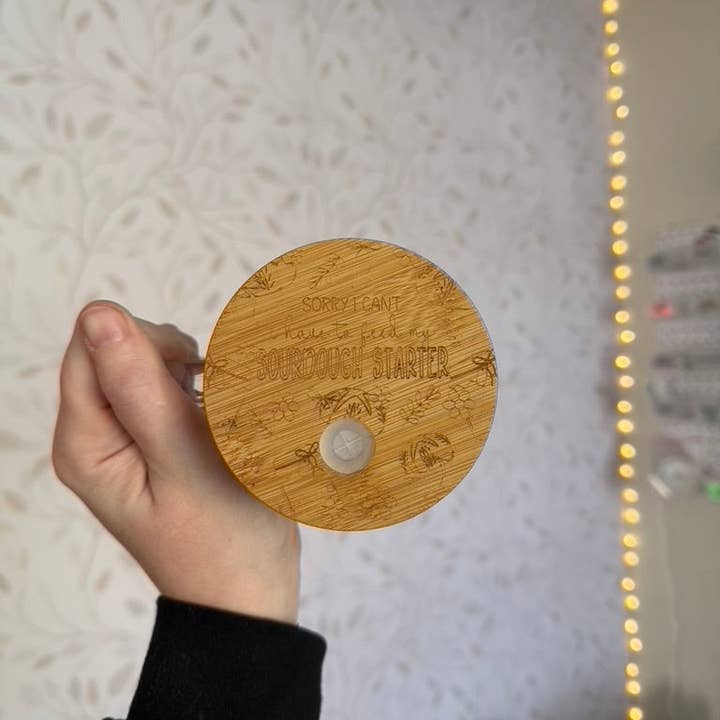 SKS Design Studio - Wholesale Coffee Mug - Sorry I Can't, I Have to Feed My Sourdough Starter | UVDTF | 15oz Mug with Handle, Bamboo Lid & Straw3