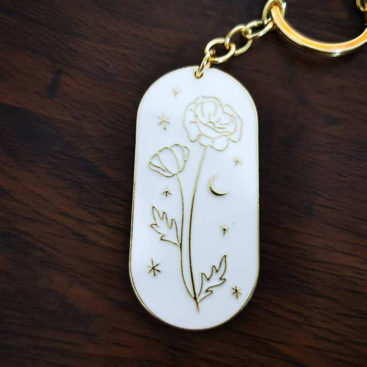 ACCITY - Wholesale Keychain - Women's - Botanical Enamel Keychain with Birth Flower_CWMM98387