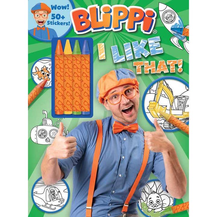 Simon & Schuster - Wholesale Coloring Book - Adult - Blippi: I Like That! Coloring Book with Crayons by Editors of Studio Fun International