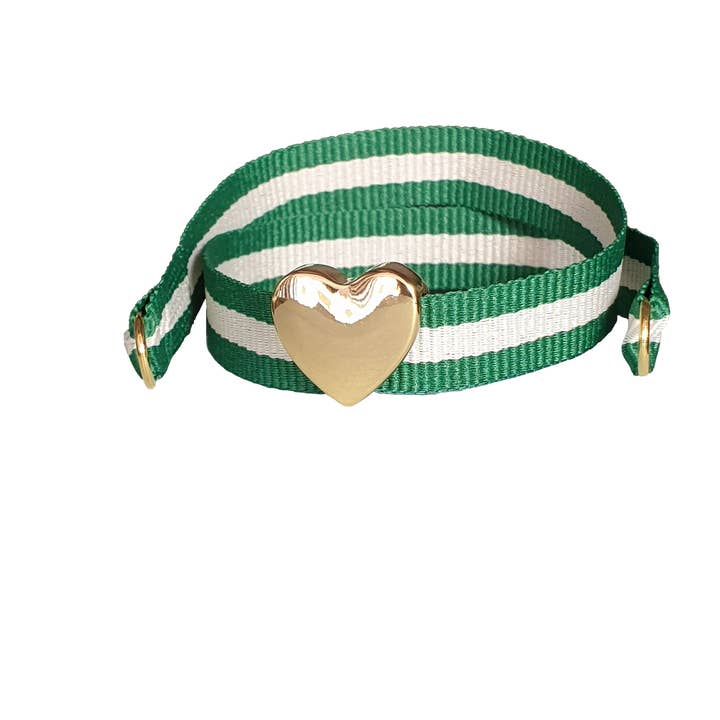 PULSEIRA DE CORAÇÃO DOURADO VERDE/CREME por atacado de Smartever Srl