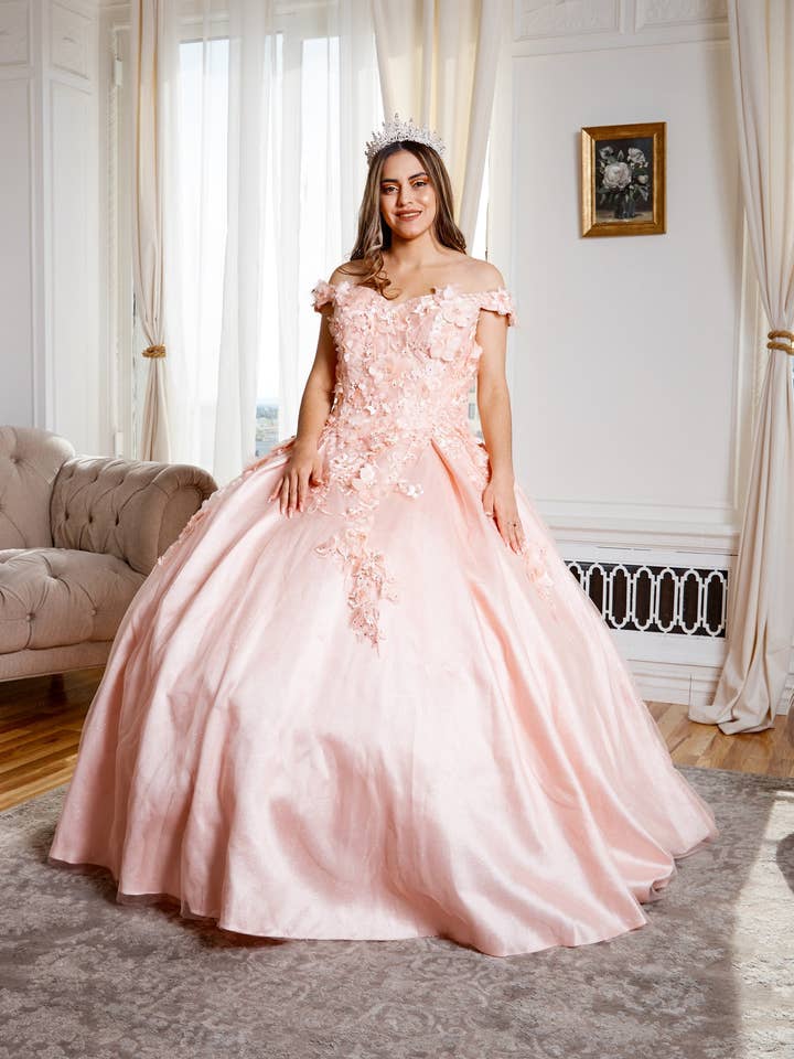 3D Floral Off Shoulder Ball Gown by Calla WB21551 for wholesale by LA Merchandise