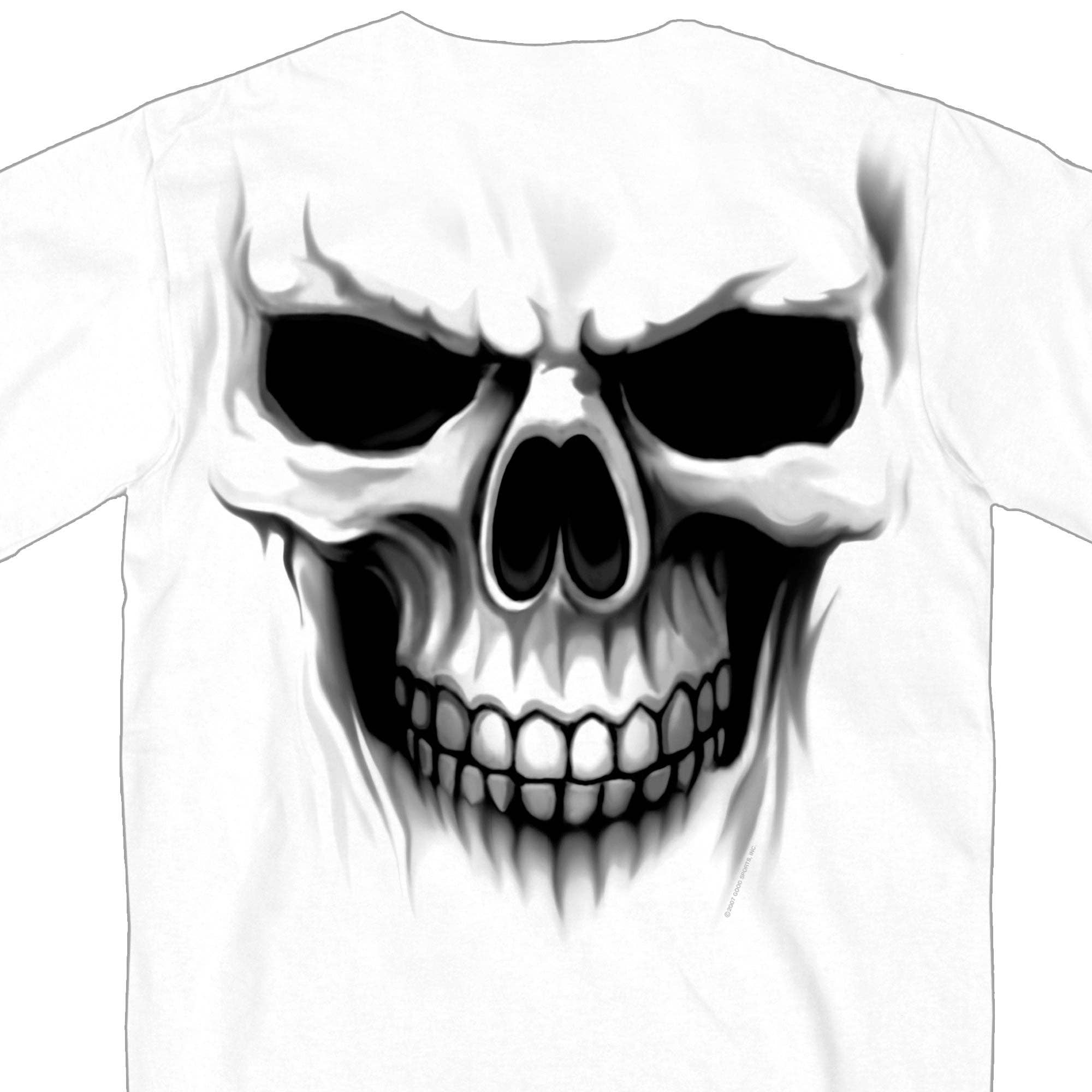Hot Leathers GMD1080 Mens 'Ghost' Skull Double Sided White T-Shirt for wholesale on Faire1