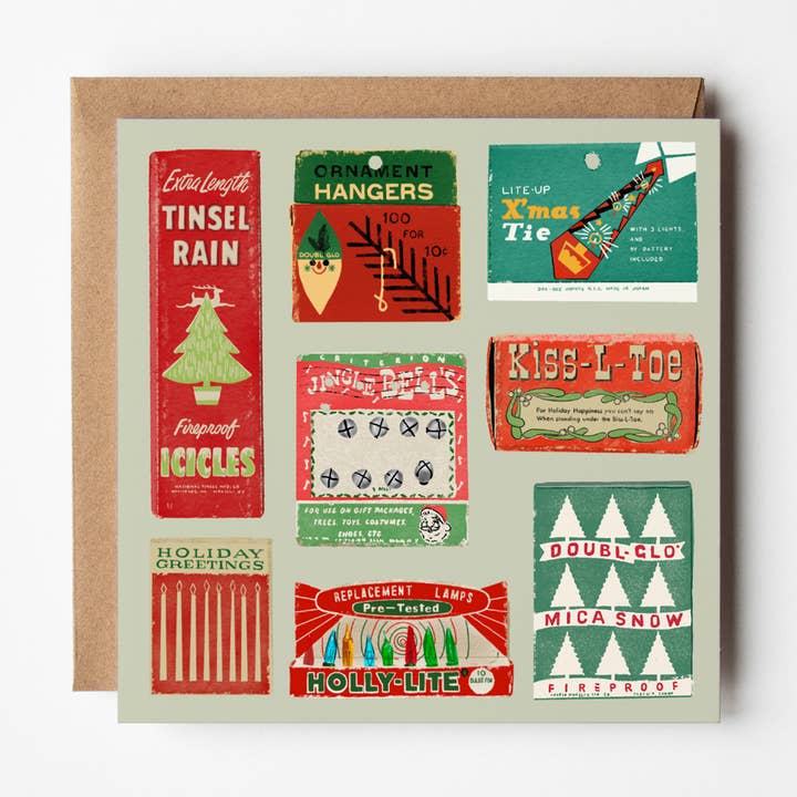 Vintage Decorations - blank Christmas card for wholesale by Design Smith