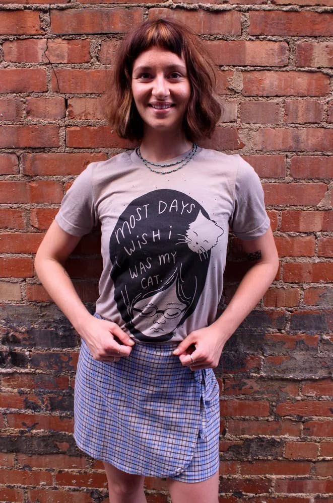 Yonder Studios - Wholesale Screen Printed T-Shirt - Women's - I Wish I Was My Cat Shirt3