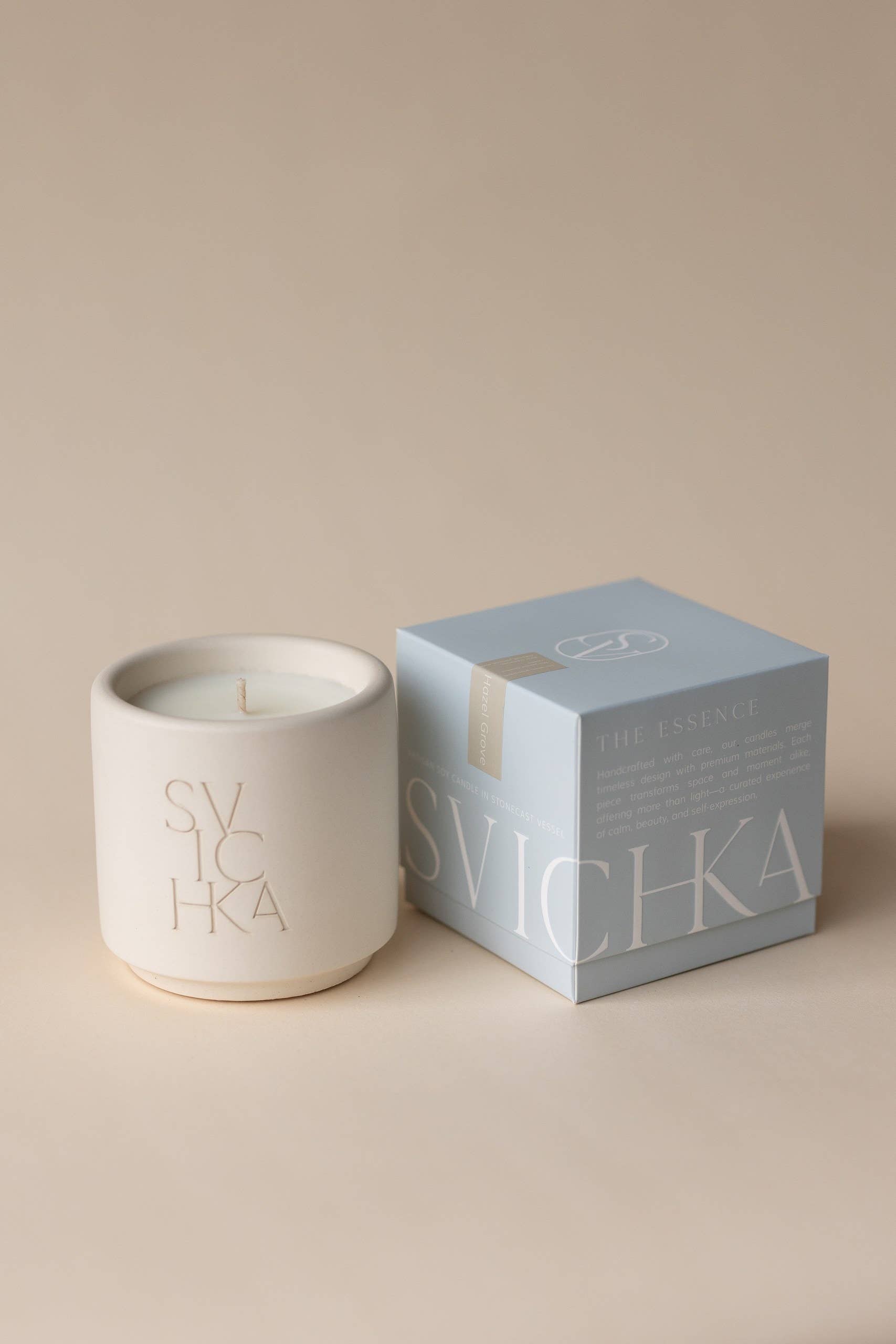 SVICHKA - Wholesale Jar/Filled Candle - Soft Beige Candle in Artisan Concrete Jar — Hazel Grove1
