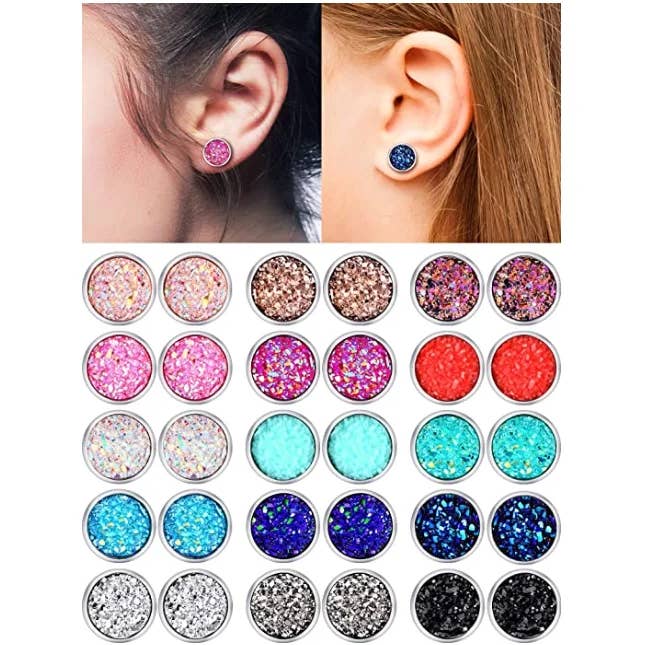 Druzy studs stainless steel, options - 8mm,10mm,12mm for wholesale by Arniyara