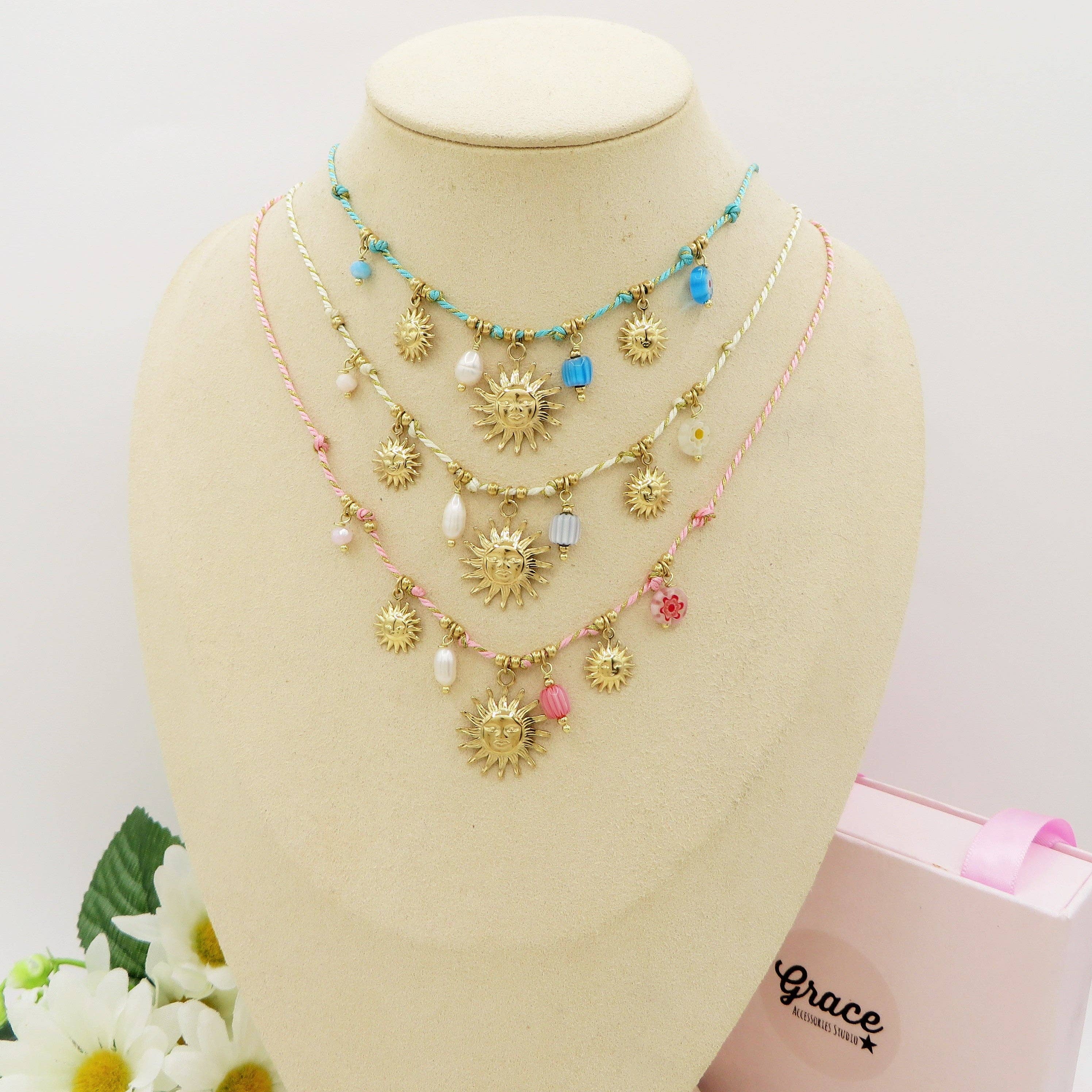 Daemon srls - Wholesale Pendant/Charm Necklace - SOLEIL COLLANA - ACCIAIO inossidabile - Collana catena charms sole e murrine8