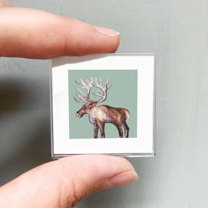 Mick's Art Goods - Wholesale Art Print - Mini 1" Reindeer Watercolor Print