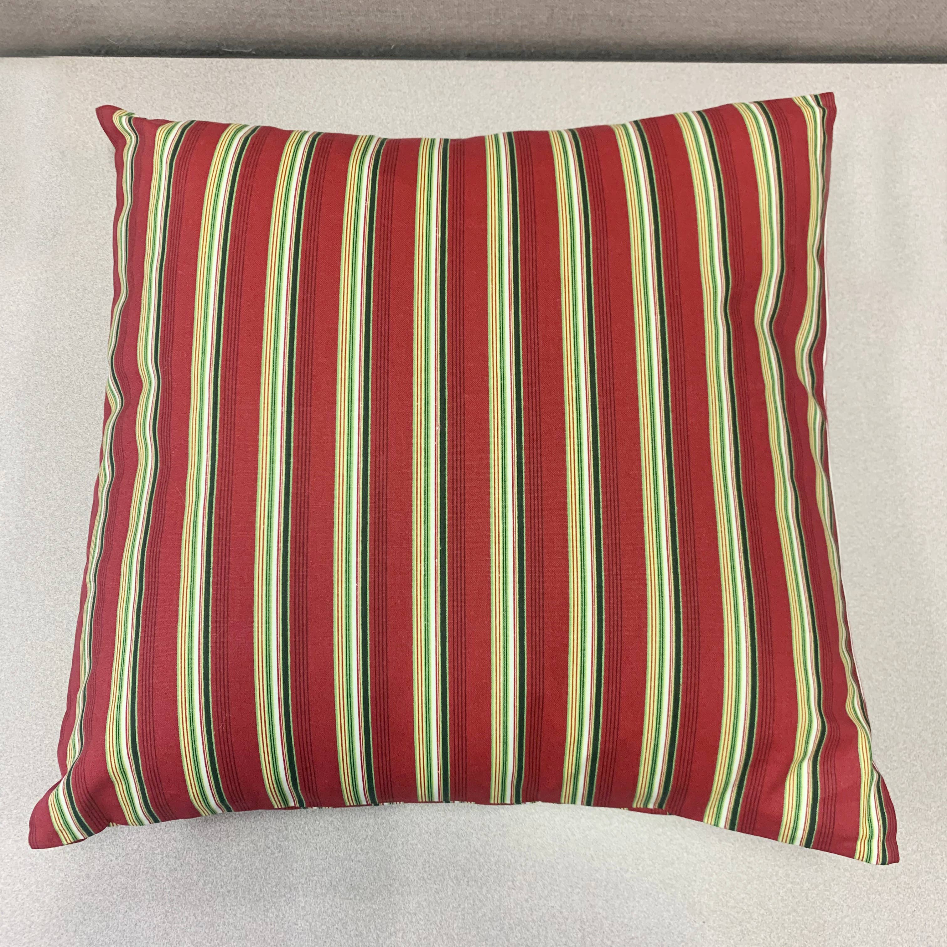 Peking Handicraft - Wholesale Throw/Decorative Pillow - Christmas Holiday Red Striped Button Pillow Sham0