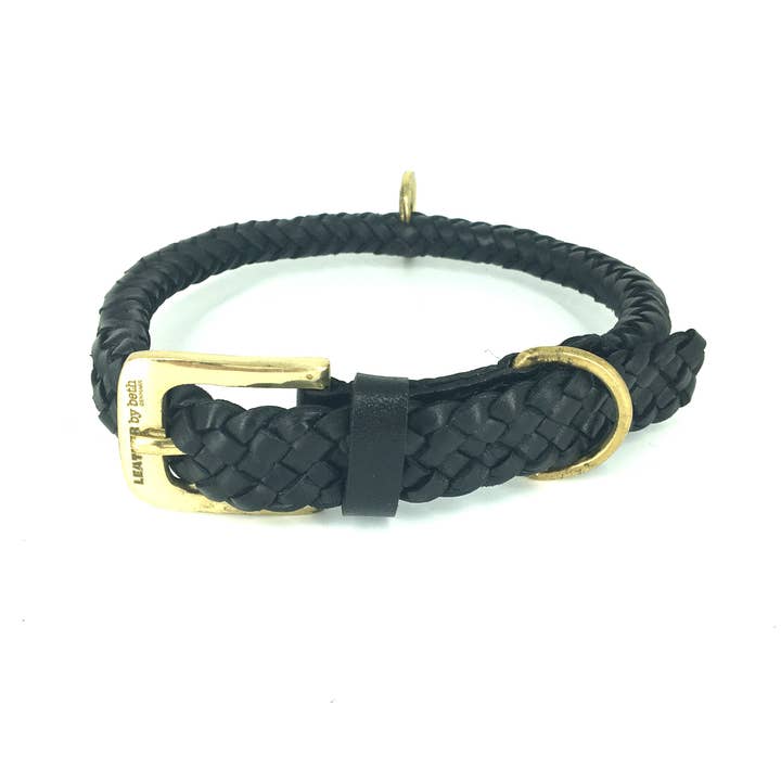 Maxiflet halsband zwart voor wholesale door LEATHER by beth
