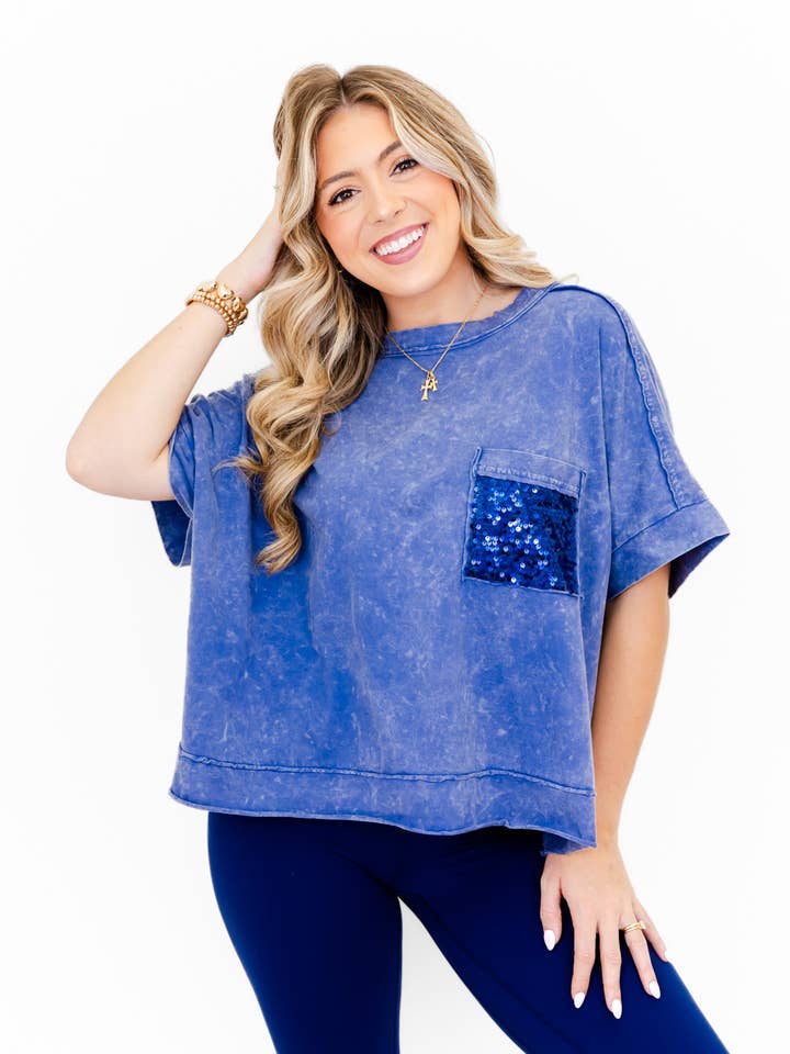 Faeve Navy Mineralvasket Bomuldstop for engroshandel hos Whiskey Darling