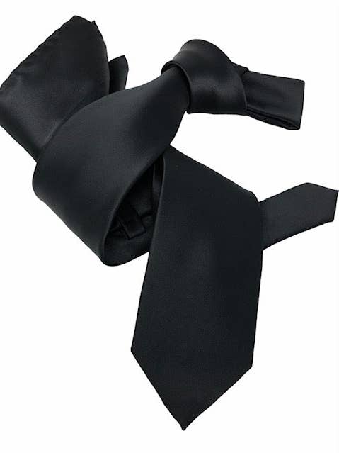 DMITRY Men's Solid Black Italian Silk Tie & Pocket Square Set for wholesale by DMITRY Ties