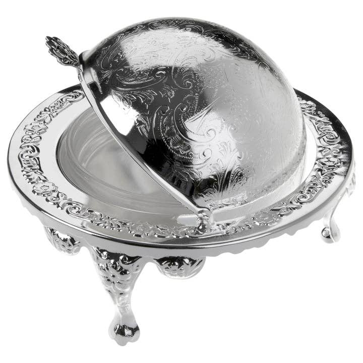 Corbell Silver - Wholesale Butter Dish - Revolving Butter Dish 5 1/2"dia x 4 1/2"h English Silver Plate (Tarnish Resistant). SKU #: 0/6500/2.