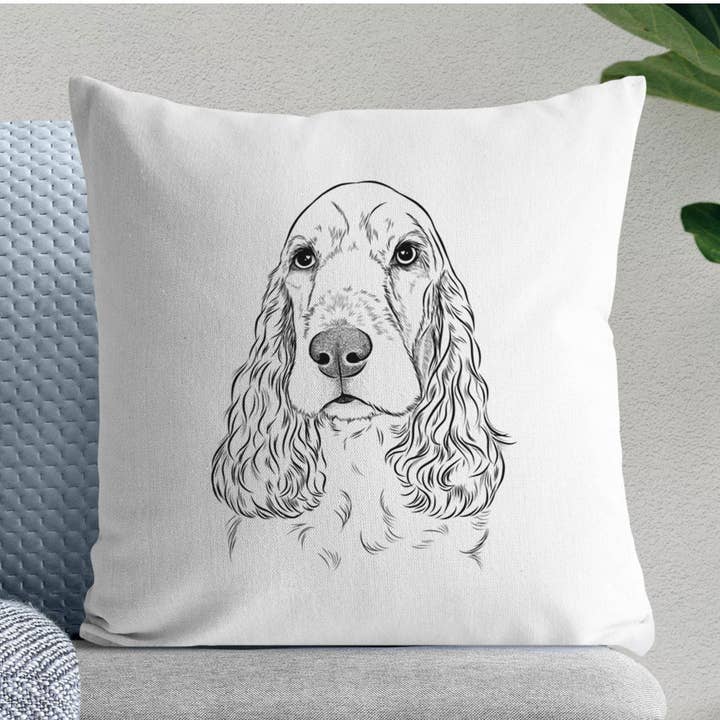 Housse de coussin Henry le Cocker Anglais pour la vente par Inkopious