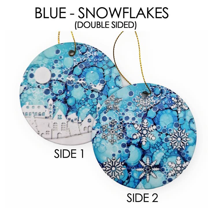 Decorazione da appendere all'albero con fiocchi di neve turchesi per la vendita all'ingrosso da parte di By Jo Crafts