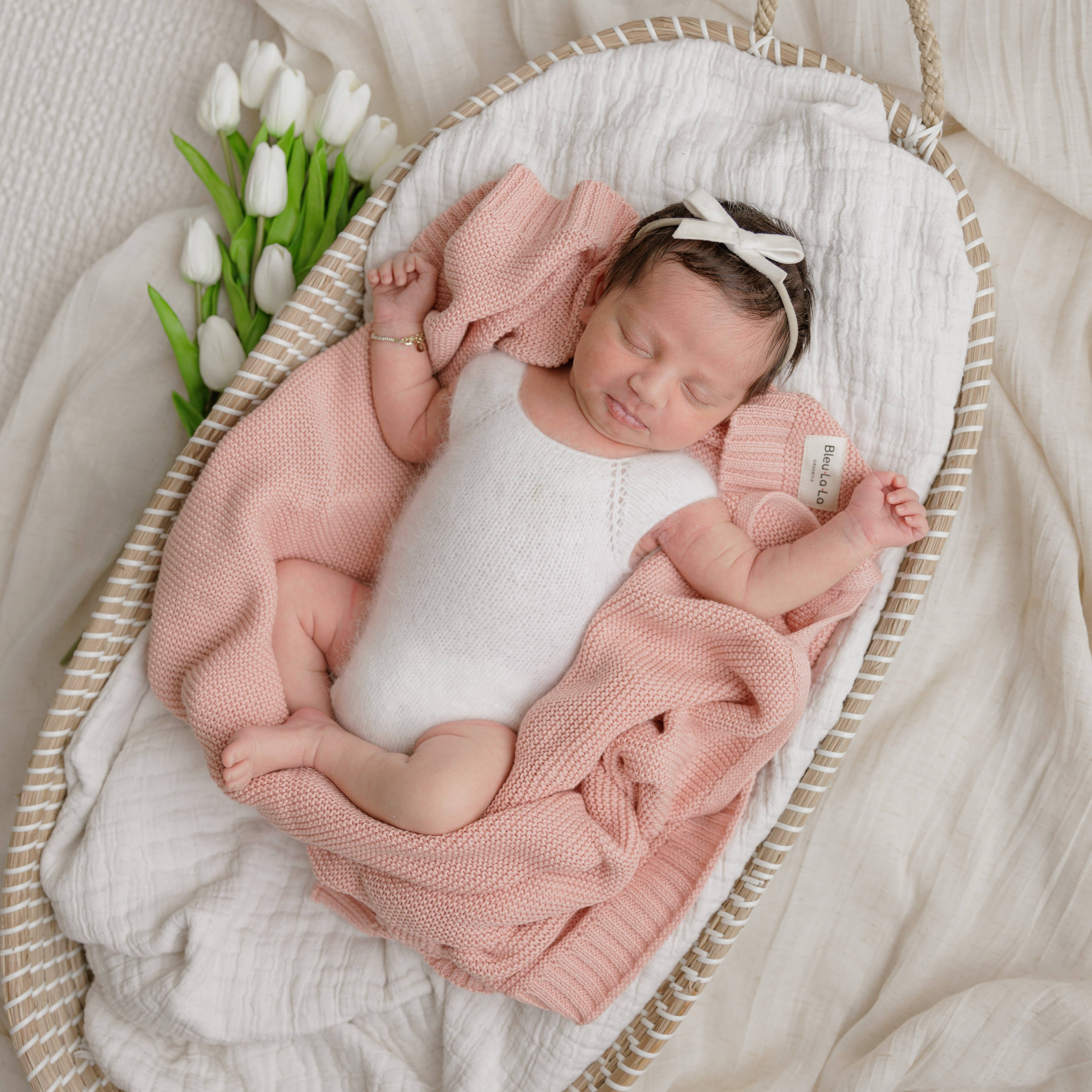 Bleu La La - Wholesale Receiving Blanket - Baby - Heritage Knit 100% Organic Cotton Swaddle Baby Blanket18